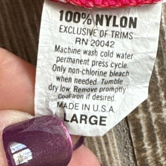 Vtg Kelly Reed Pajama Nightgown Womens L Bright Pink Nylon Embroidery Ruffles - Picture 9 of 10